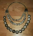 STUNNING VINTAGE SILVER BEADED NECKLACE COSTUME JEWELRY