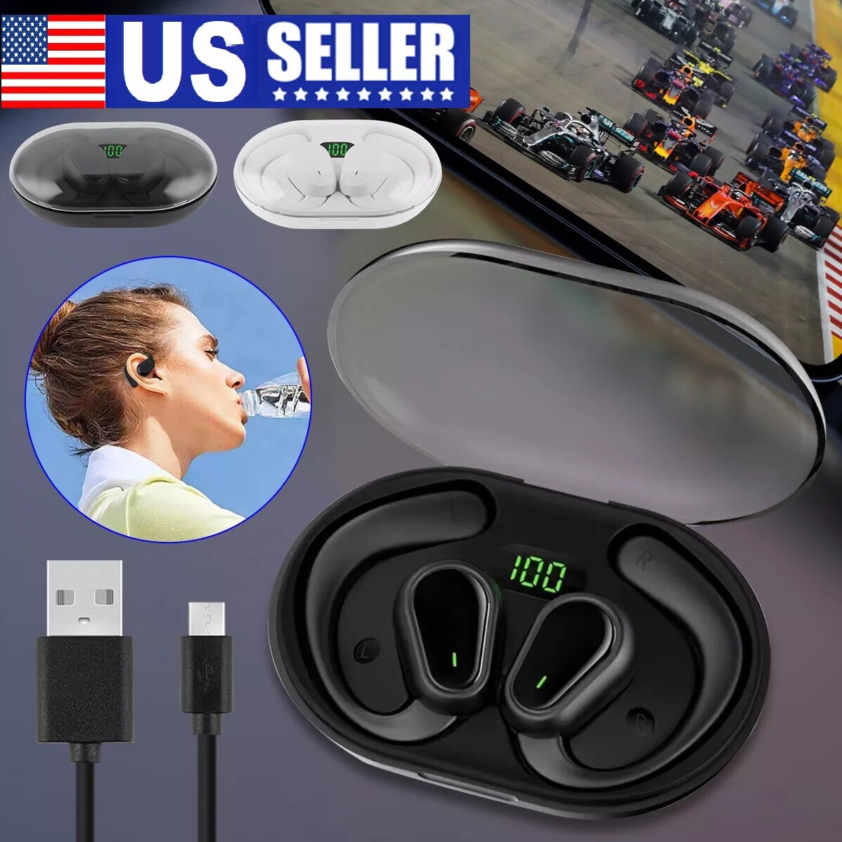 TWS Bluetooth 5.3 Headset Earphones Earbuds Wireless Stereo Headphones Ear Hook