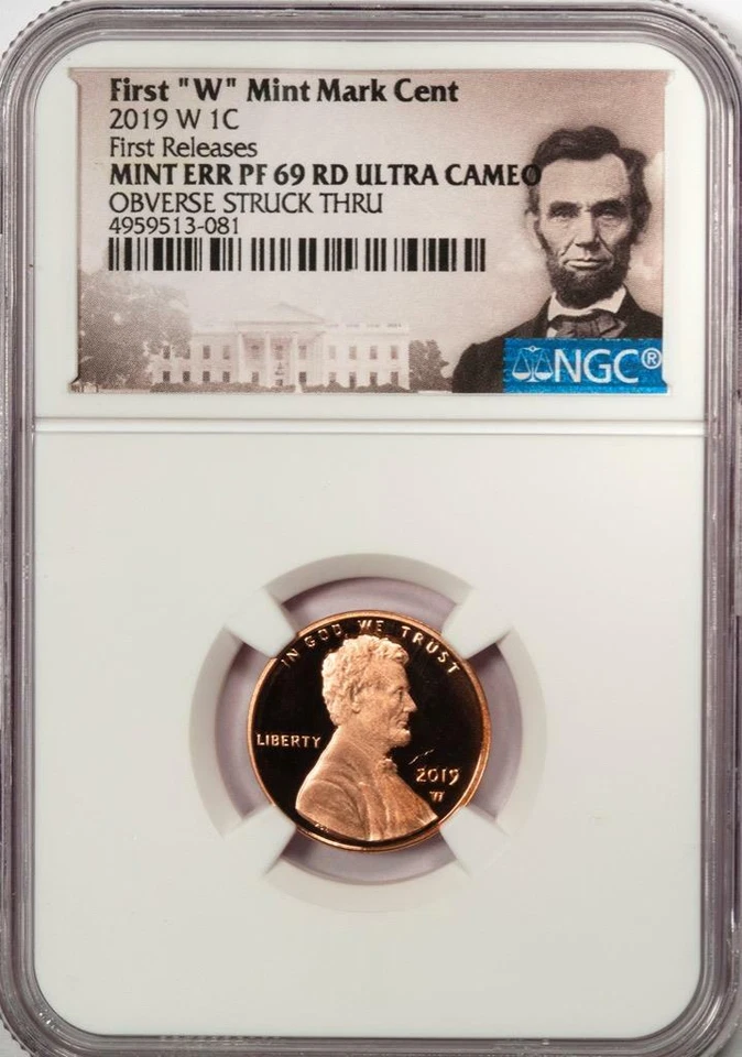2019 W NGC PF69RD Obverse Struck Thru Proof West Point Shield Cent Mint Error - Image 2 of 4