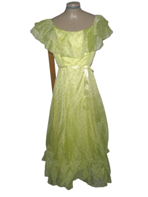 Vintage 70s Southern Belle Bridesmaid Prom Dress S/M Boho Yellow Floral USA  | eBay