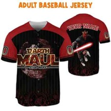 Personalized Darth Maul Star Wars Character Dark Red 3D Baseball Jersey Shirt