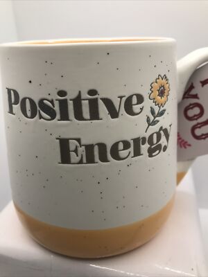  POSITIVE ENERGY COFFEE MUG. FLORAL COFFEE TEA CUP.  Art Deco  Mug. B195