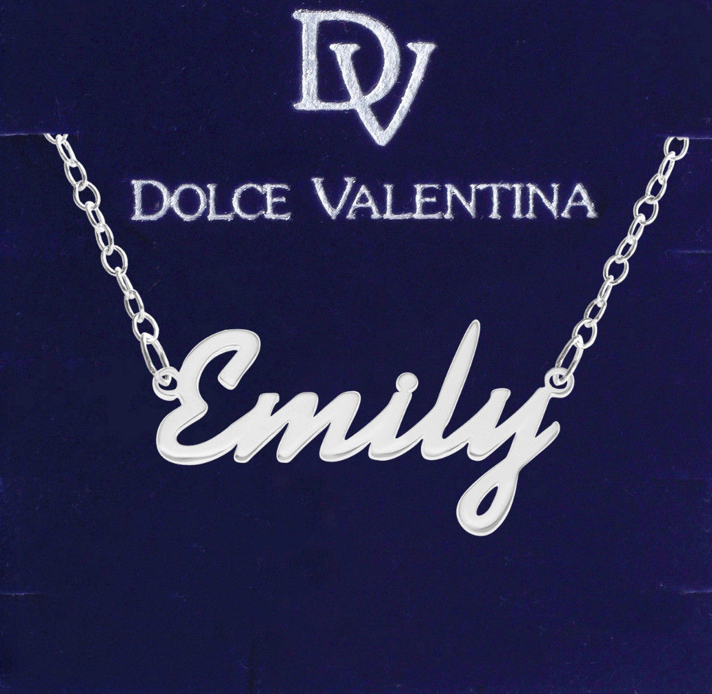 925 Sterling Silver EMILY Name Necklace Womens Girls Pendant Gift