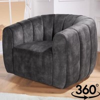 Bequemer Premium Drehsessel Salon Samt Dunkelgrau Design-Sessel