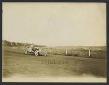1909 Bob Burman, "Iconic Race Car Driver at the Vanderbilt Cup" Action Photo