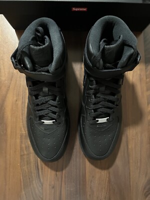 SUPREME X NIKE AIR FORCE 1 AF1 MID 'BOX LOGO - TRIPLE BLACK