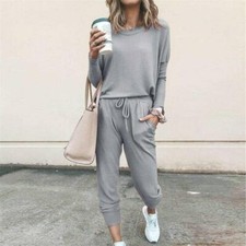 Tracksuit Set Long Sleeve Tops Pants Jogger Womens Casual Loose Sweat Suit 2Pcs