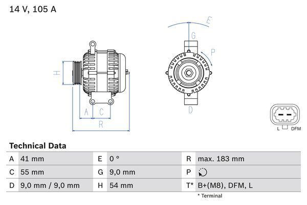 BOSCH 0 986 084 190 Alternator Replacement Fits Vauxhall Meriva 1.3 CDTI