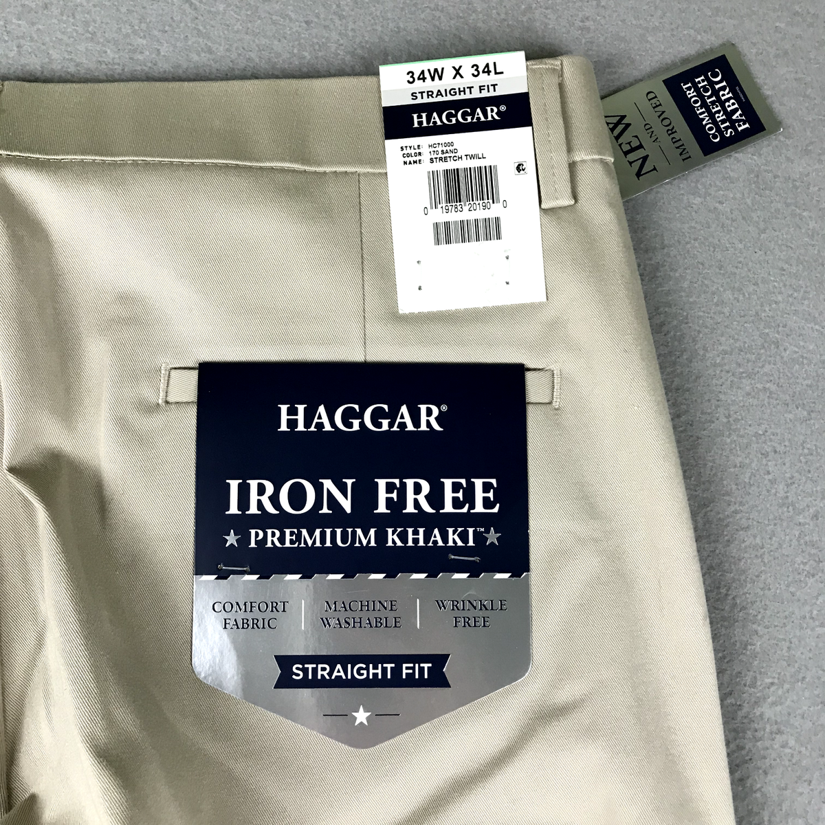Haggar Pants Mens 34X34 Tan Straight Fit Comfort Perfect Waistband