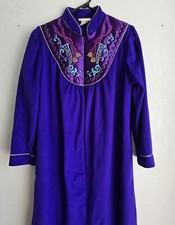 Vintage Cachet Purple Fleece Housecoat Nightgown Full Length Polyester Size M
