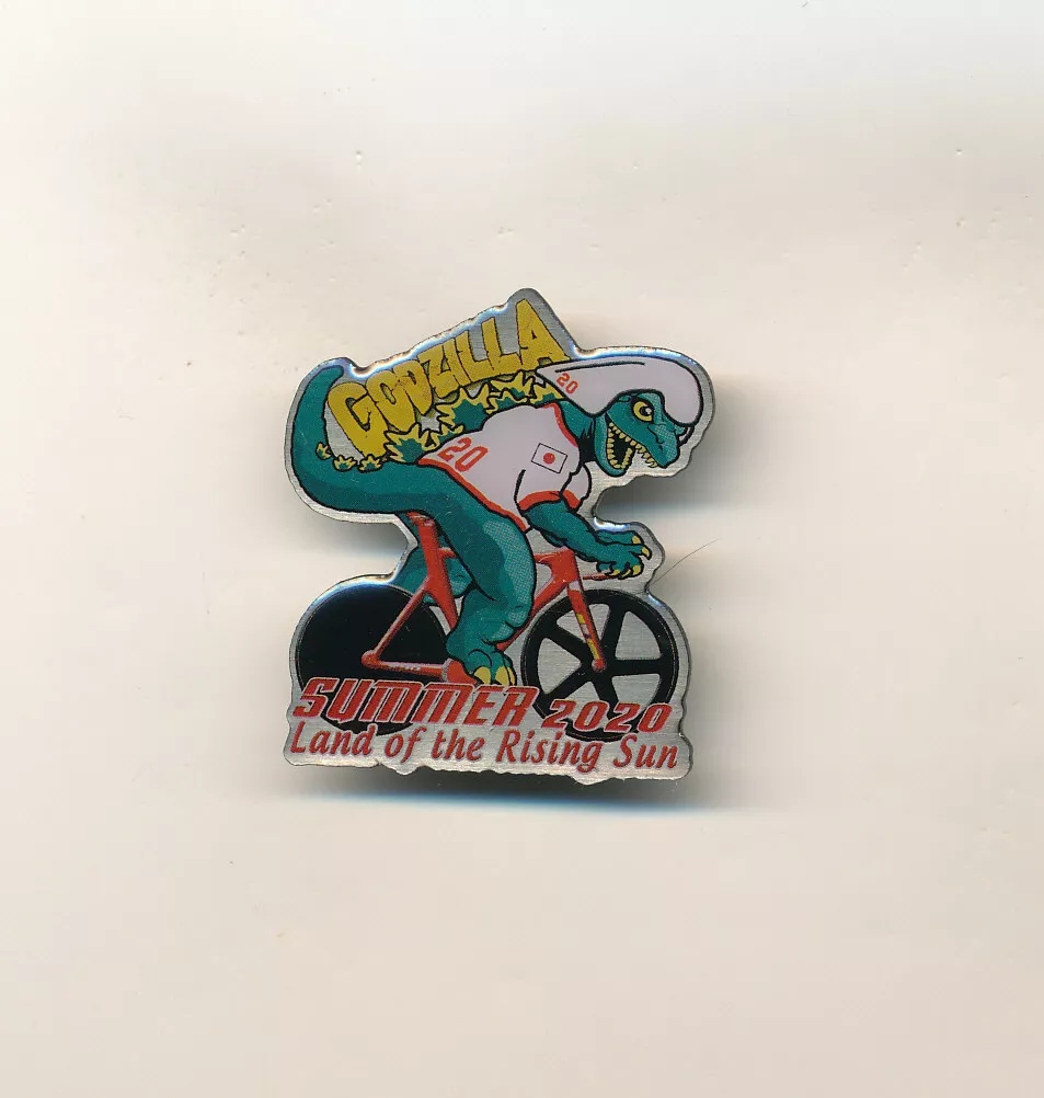 Godzilla On Bicycle Tokyo 2020 Olympic Cycling Dinosaur Pin eBay