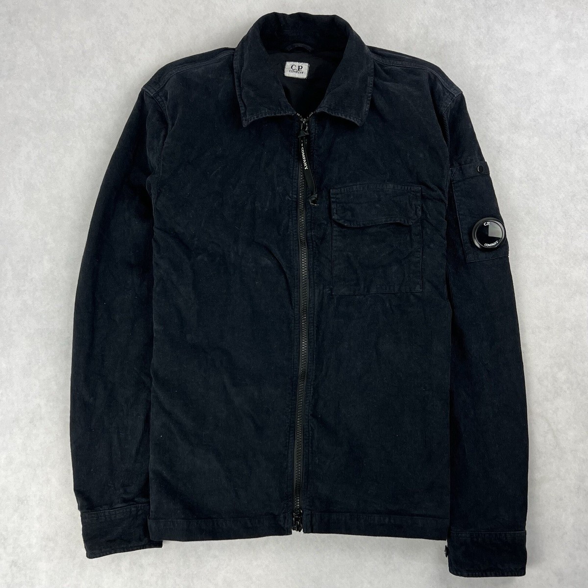 CP Company Full Zip Corduroy Overshirt Black Jacket Small Coat 2839