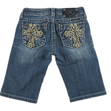 Miss Me Girls Bermuda Sz 10 Jean Shorts JK5711M2 Rhinestone Pockets