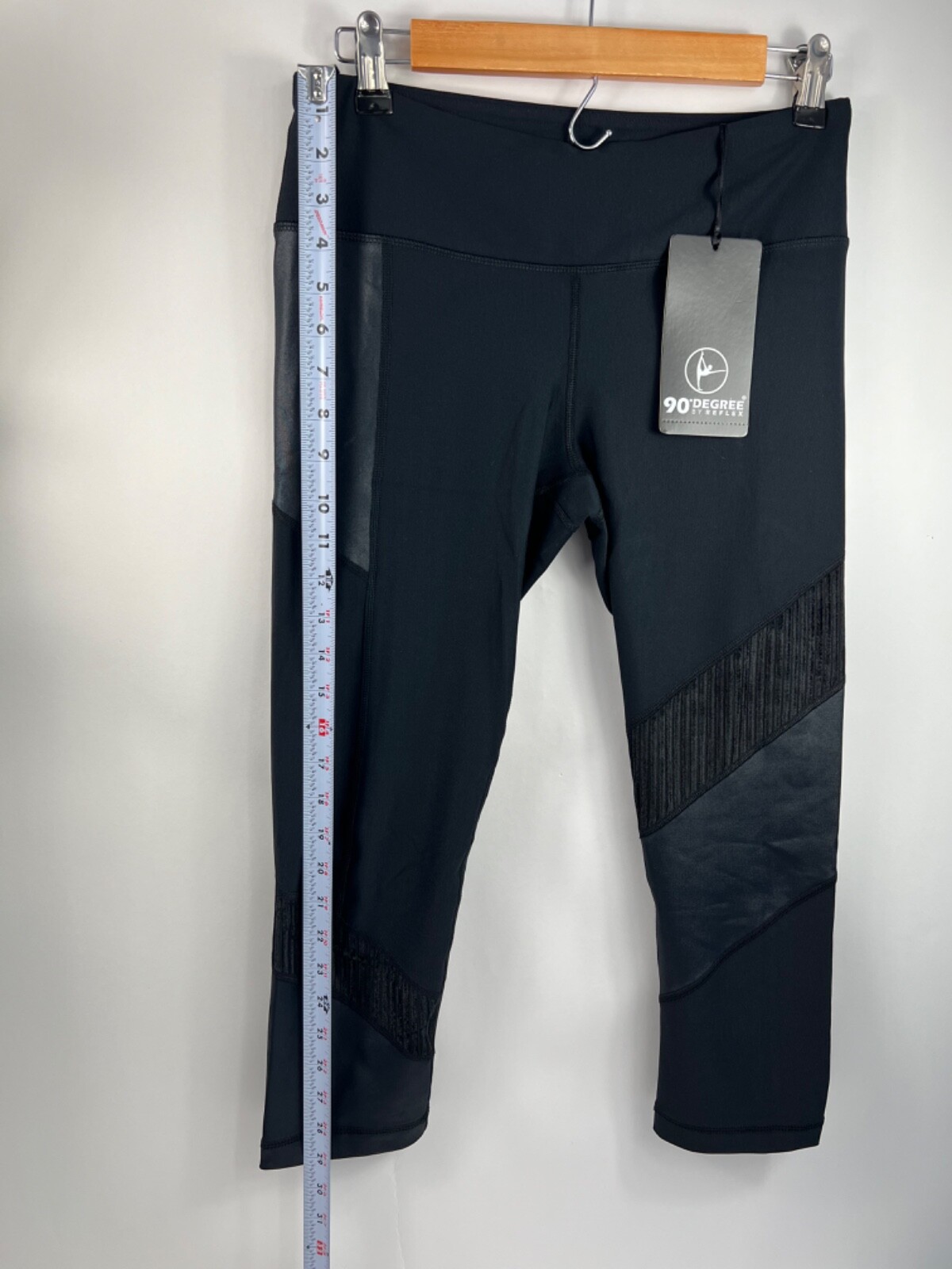 NWT 90 Degree by Reflex Leggings Women's Sz M Black High-Rise Inside Pocket