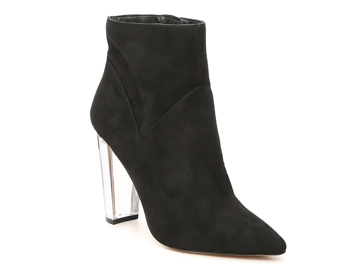 lucite heel booties