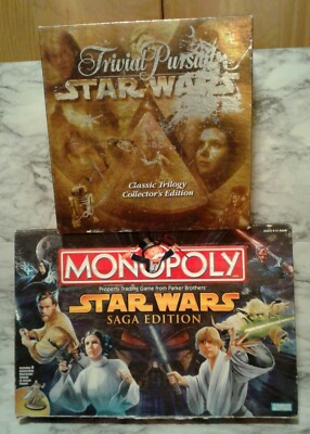 2 STAR WARS Games 2005 MONOPOLY Saga Edition & TRIVIAL PURSUIT Pewter Game Token