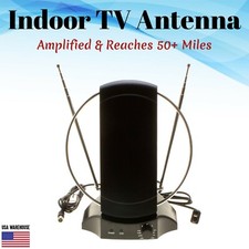 Indoor Digital TV Antenna 50 Mile UHF VHF FM HDTV HIGH GAIN 36dB Signal Booster