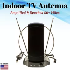 Indoor Digital TV Antenna 50+ Mile UHF VHF FM HDTV HIGH GAIN 36dB Signal Booster