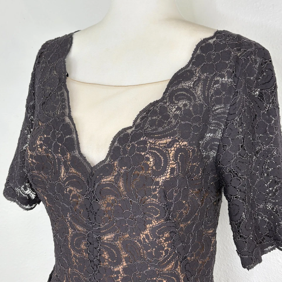 Vestido Watters & Watters De Colección NUEVO Talla 12 Funciona Pequeño Encaje Gris $325 Foto 4 de 4