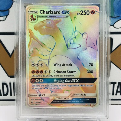 CHARIZARD GX PSA 10 Secret Rare Rainbow English 150/147 Burning