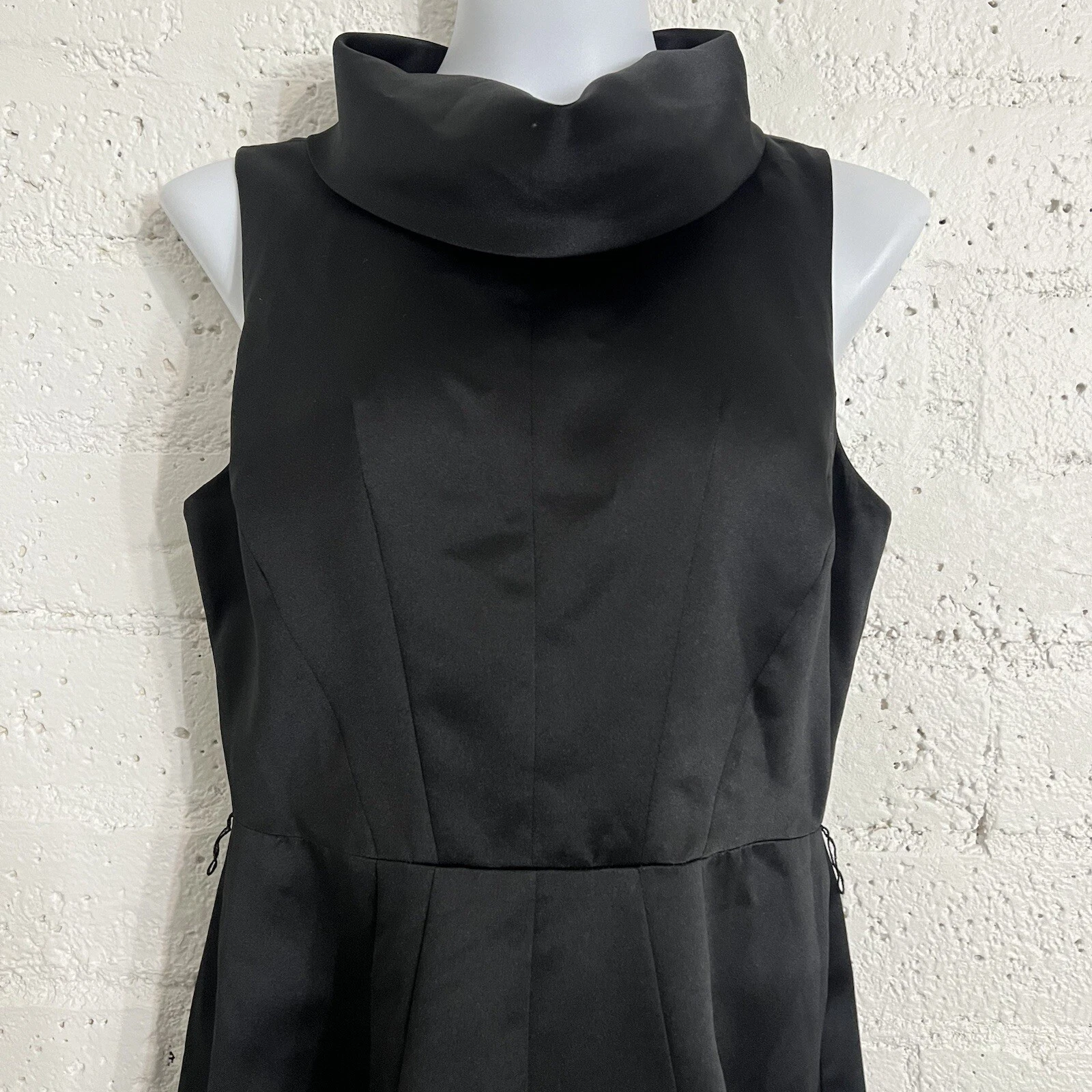 Abito donna Michael Kors 10 nero senza maniche lucido zip dietro LBD cocktail AS10