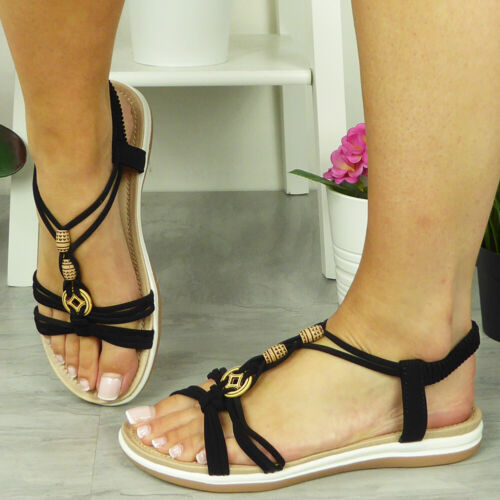 Sandalias Zapatos Cordones Elásticos Damas Ligeros Acolchados Niñas Mujeres Tallas - Imagen 5 de 41