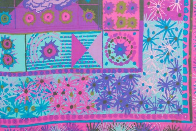 Foulard Carré Vintage Ken Scott - 100% Soie, Motifs Géométriques Multicolores