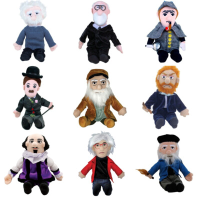 Little Thinker Plüsch Puppe UPG Kissen Einstein Chaplin Shakespeare Freud Monet