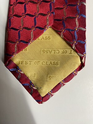 ROBERT TALBOTT Best of Class Necktie Red Geometric Tie 100% Silk