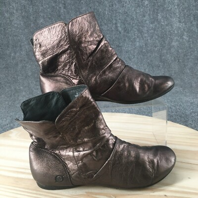 Born Boots Womens M Slouch Ankle Booties Brown Leather Pull
