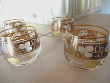 4 antike Gläser Weingläser Goldrand ohne Fuß Rebendekor Handarbeit Neu