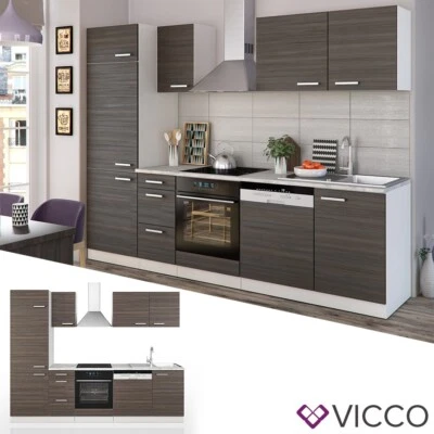 Küche Küchenzeile Küchenblock Einbauküche Komplettküche Optima Edelgrau Vicco - Bild 1 von 4