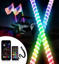 2FT-6FT COB LED Whip Light Spiral Antenna RGB Chasing for Can Am Polaris ATV UTV