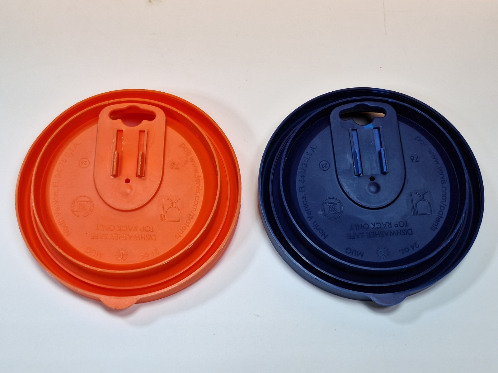Lot of 2 Tervis 16 oz Tumbler Cup Lids (Blue & Orange)