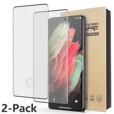 2Packs Clear Tempered Glass Screen Protector For Samsung S21 S21 Plus FE Ultra