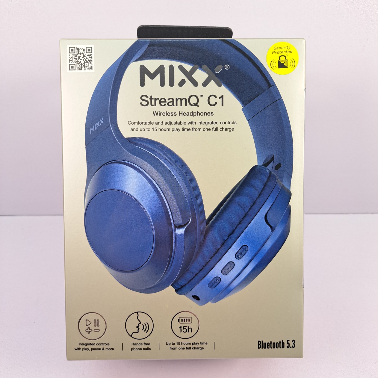 Mixx StreamQ C1 Headphones Blue Wireless Bluetooth Over Ear Design 15h Playtime