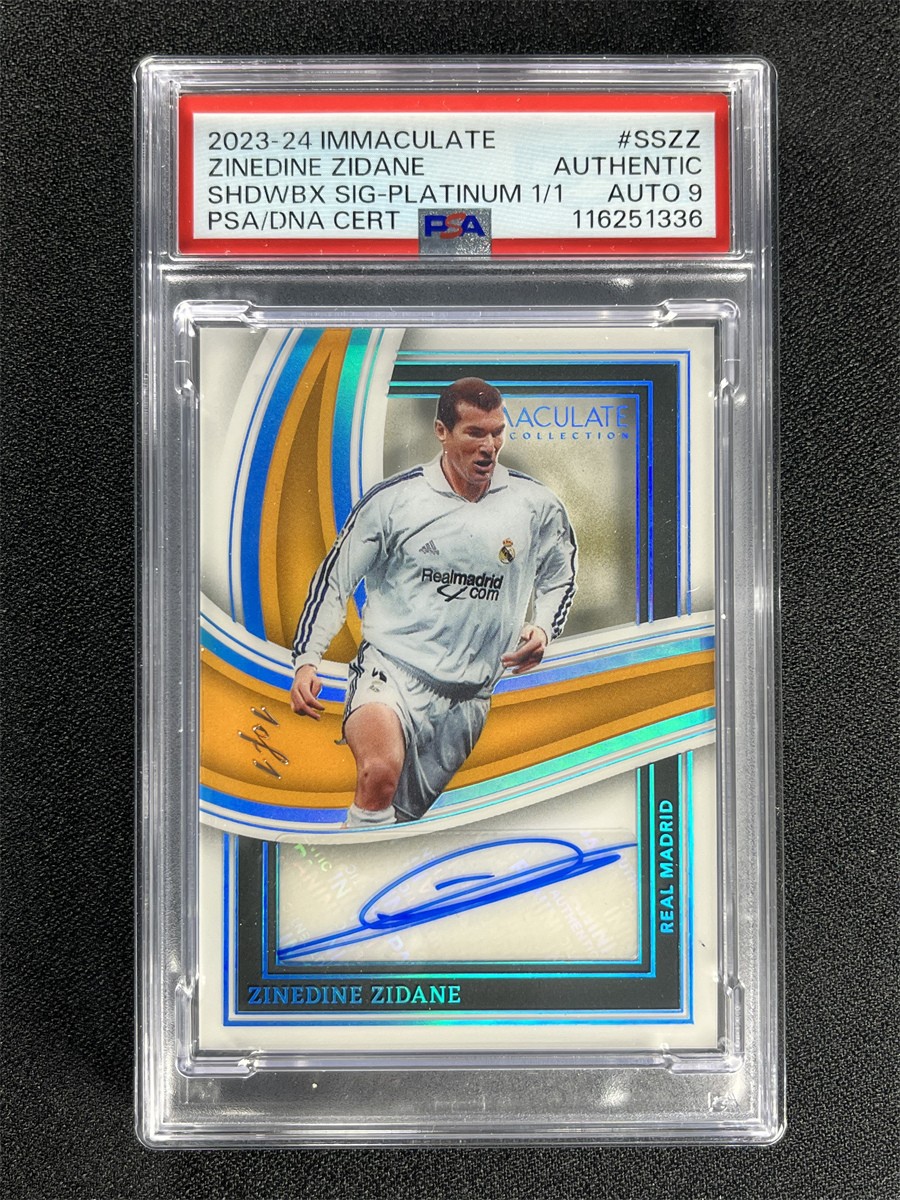 1/1 One Of One 2023-24 Immaculate Zinedine Zidane Shadowbox Platinum PSA Auto 9