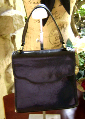 Brahmin EUC Black Finished Leather Handbag Extreme Classic Vintage HTF MSRP $475