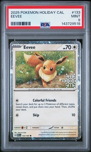 2025 POKEMON HOLIDAY CALENDAR #133 EEVEE PSA 9