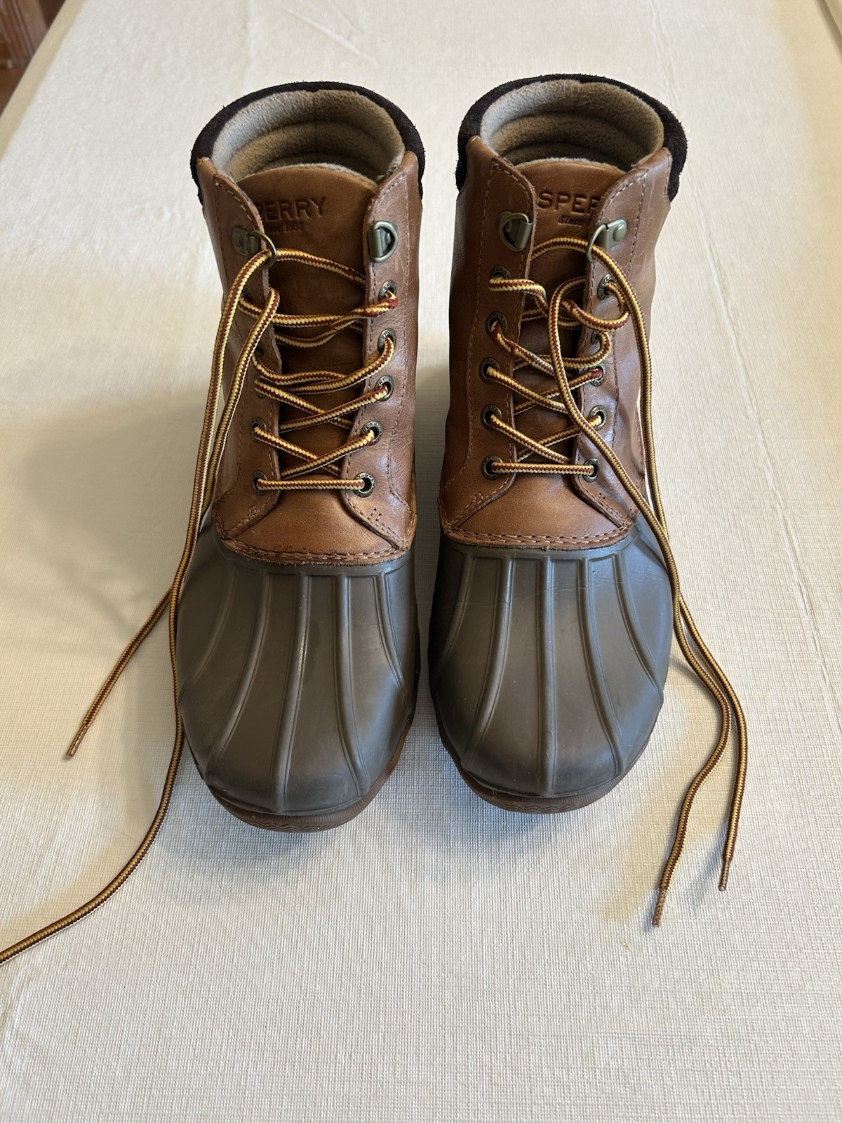 Sperry Men's Duck Boots Brown Leather Ankle Lace Up US Size 7.5