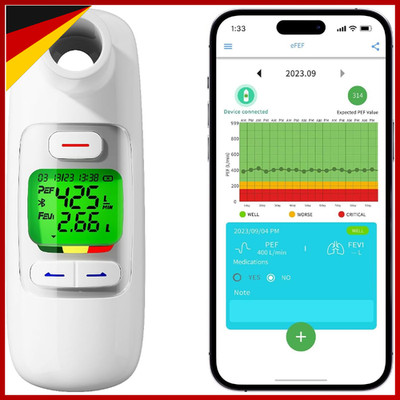Peak Flow Meter 2.0 Bluetooth Lungentrainer für Erwachsene Kinder Asthma COPD