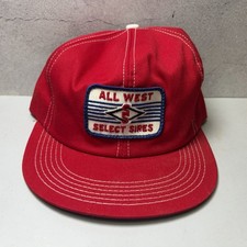 VTG Trucker Hat Red Snapback Cap All West Farming Products Patch K-Products