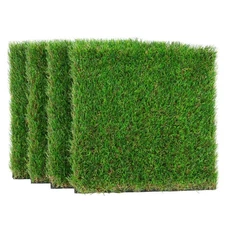 4 Pack 12x12 Artificial Grass Turf Tiles Green Lawn Mat