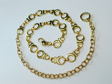 Polished Gold Tone 28-43" Long Metal Chain Link Belt High Quality 3/4" Wide