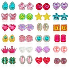 EleMirsa 24 Pairs Clip On Earrings Little Girl Party Favor Princess Clip on Earr