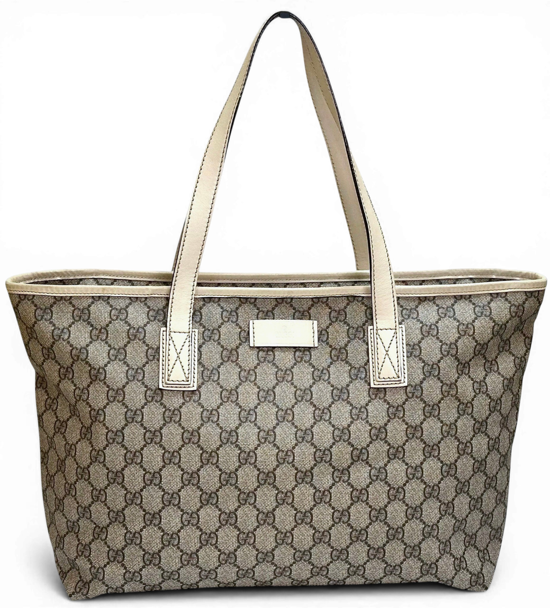 Gucci GG Supreme Joy Tote USA Seller Beige Canvas Cream Leather