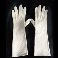 Vintage 1960s Bri-Nylon Embroidered Long Opera Gloves Size 7.5 Made In England l