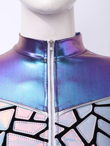 Damen Jumpsuit Edgy Body irisierend Turnanzug Liquid Metal Festival Outfit - Bild 9 von 32