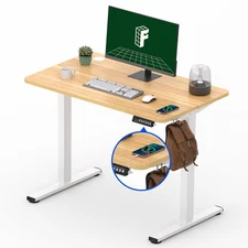 FLEXISPOT STANDING DESK ELECTRIC STAND UP DESK 40" MAPLE TOP/WHITE FRAME