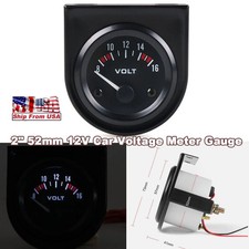 Universal 2 52mm Mechanical White Led Car Auto Volt Voltage Gauge Meter 8v-16v